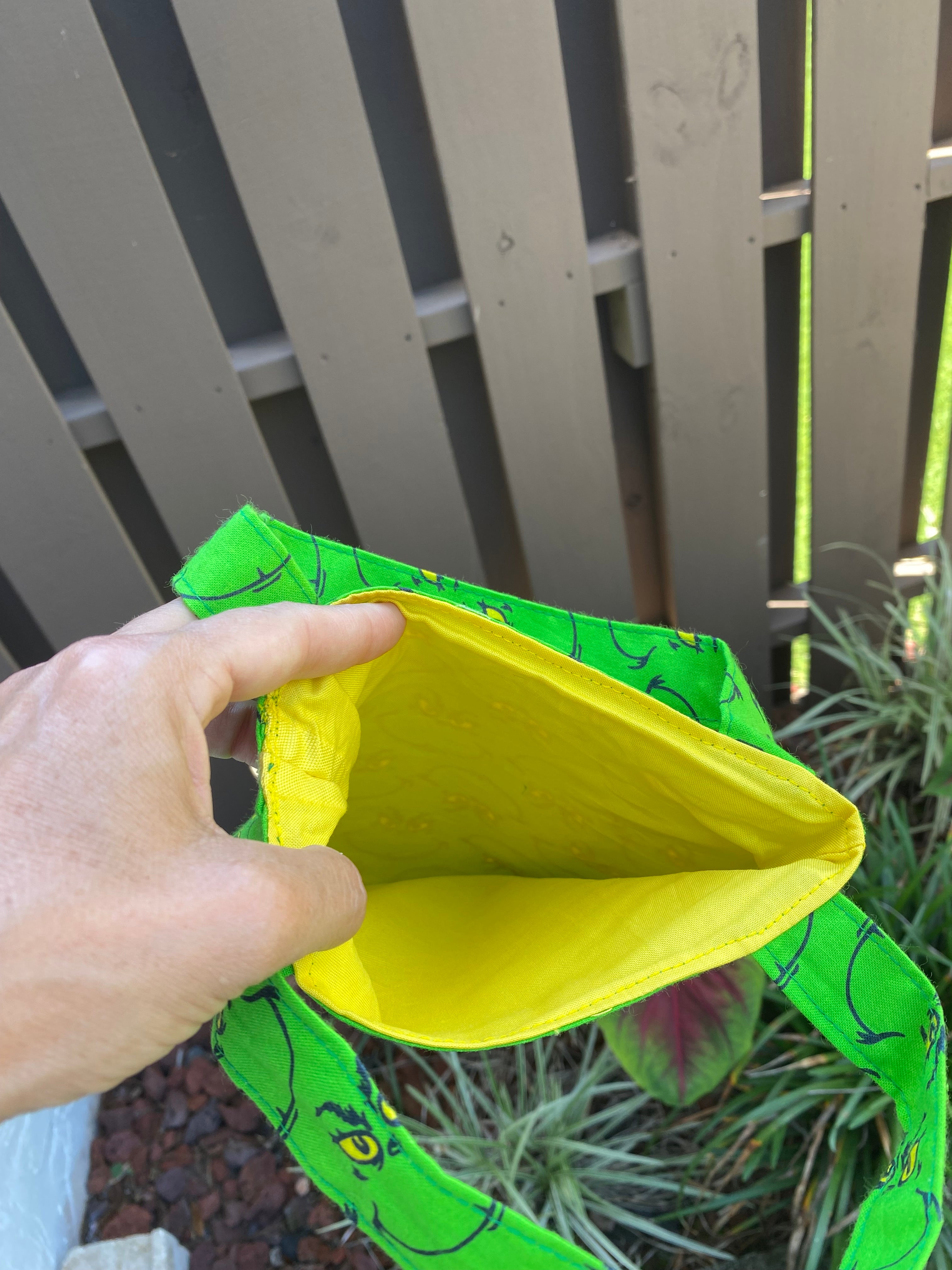 Green Christmas Monster Gift Bag; Tote