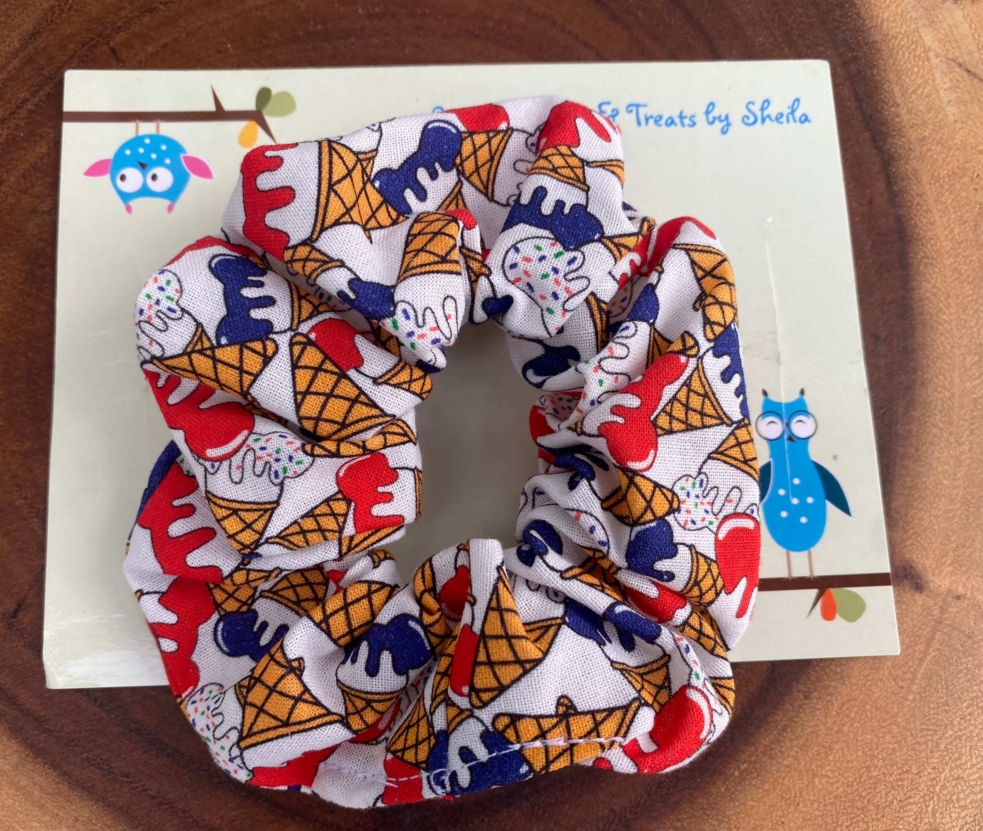 4th of July; Patriotic Mickey Ice Cream Cones Scrunchie