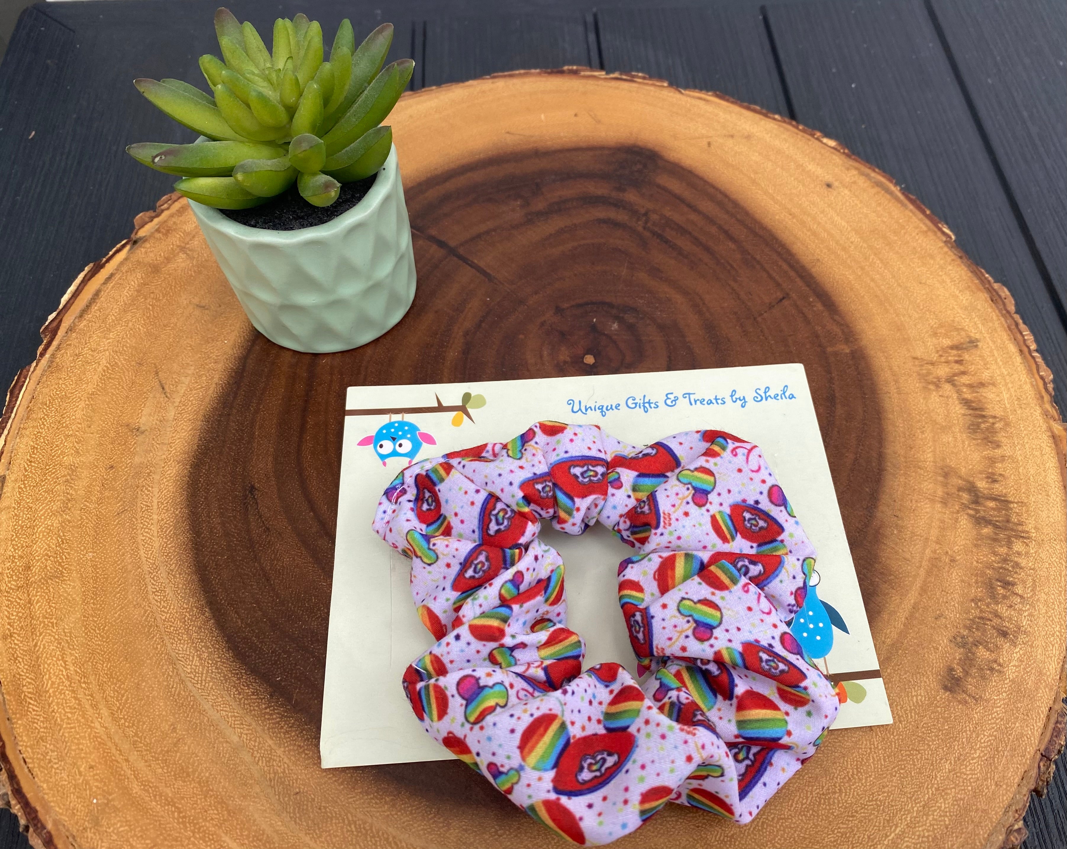 Rainbow; Pride Mickey Ears Scrunchie