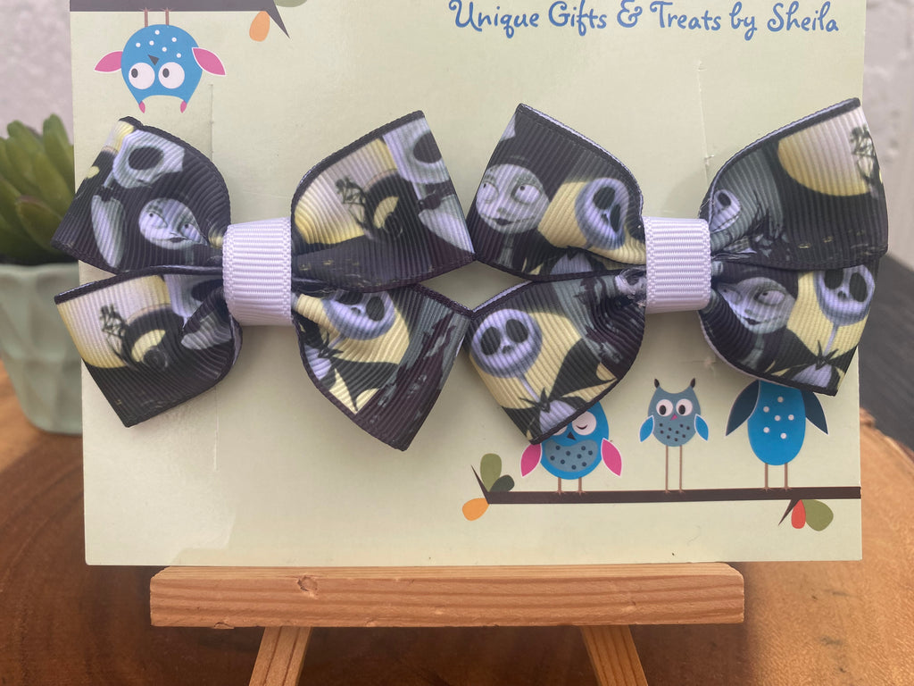 Nightmare Before Christmas Hairbows; Jack and Sally Hairbows