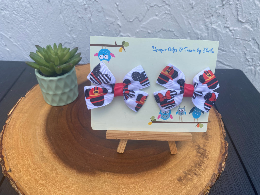 Mickey Mouse Firefighter Hairbows