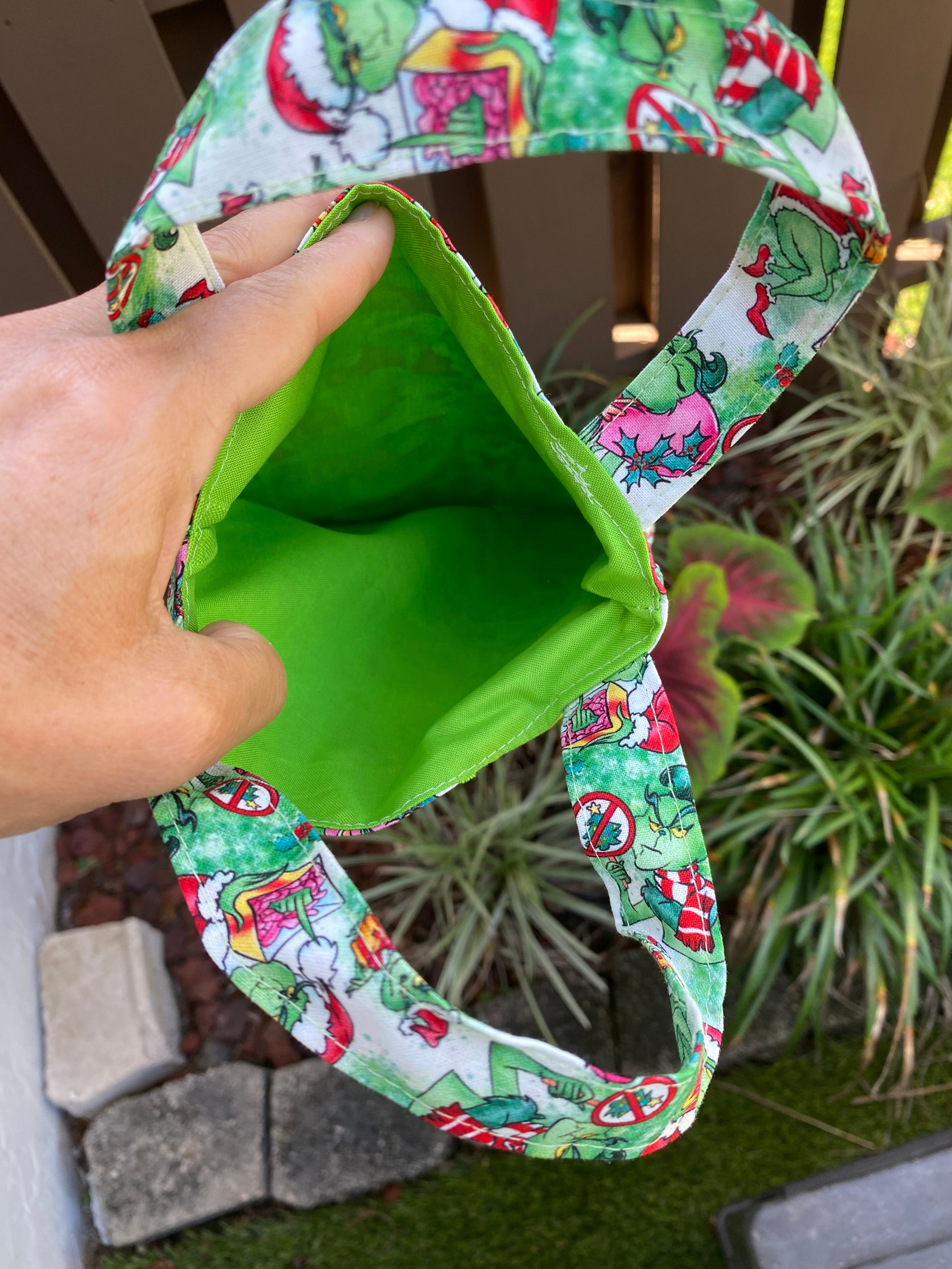 Green Christmas Monster Gift Bag; Tote