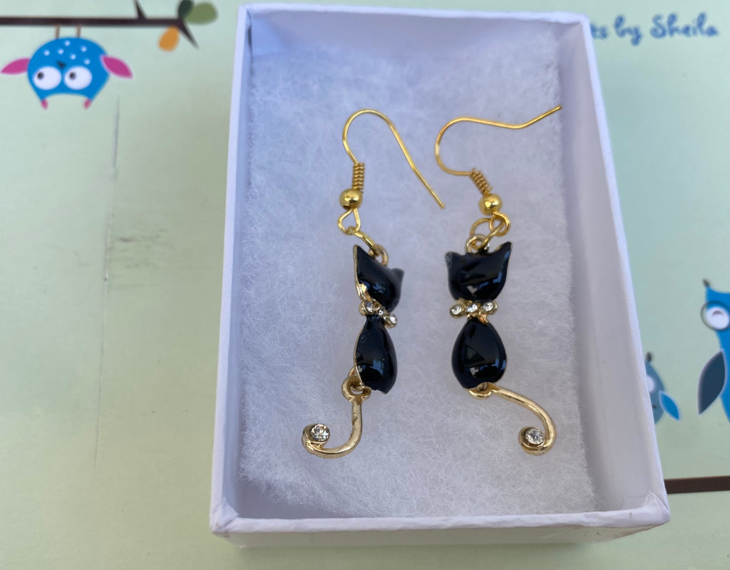 Retro Black Cat Earrings