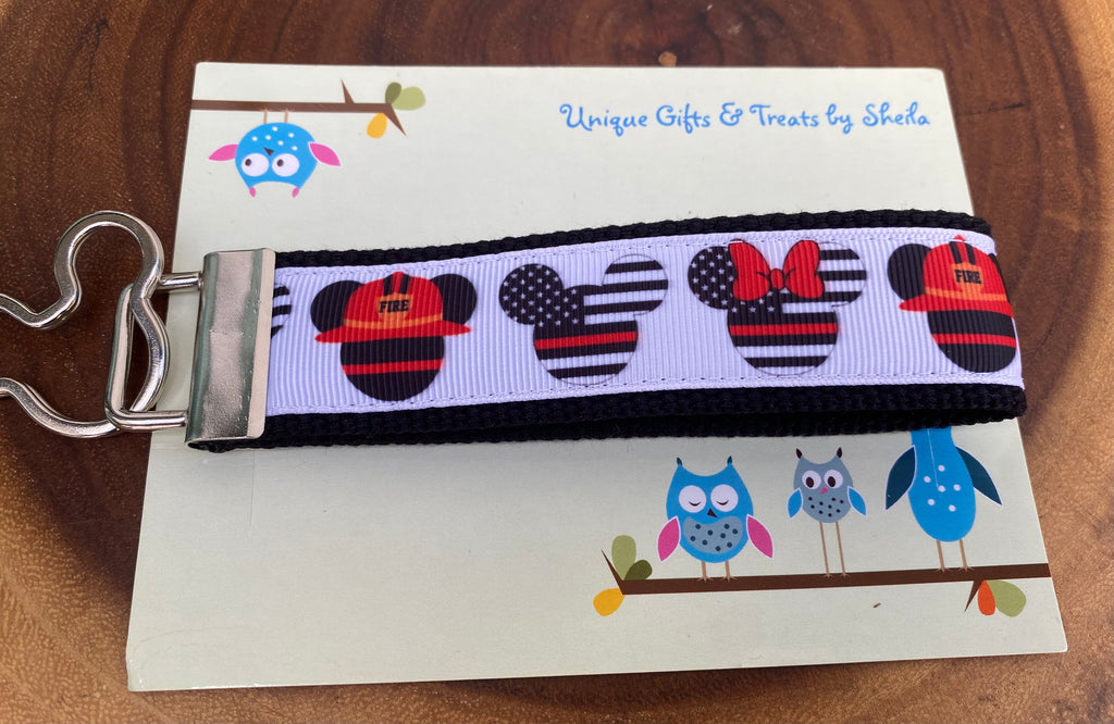 Mickey and Minnie Firefighter Keychain; Keyfob