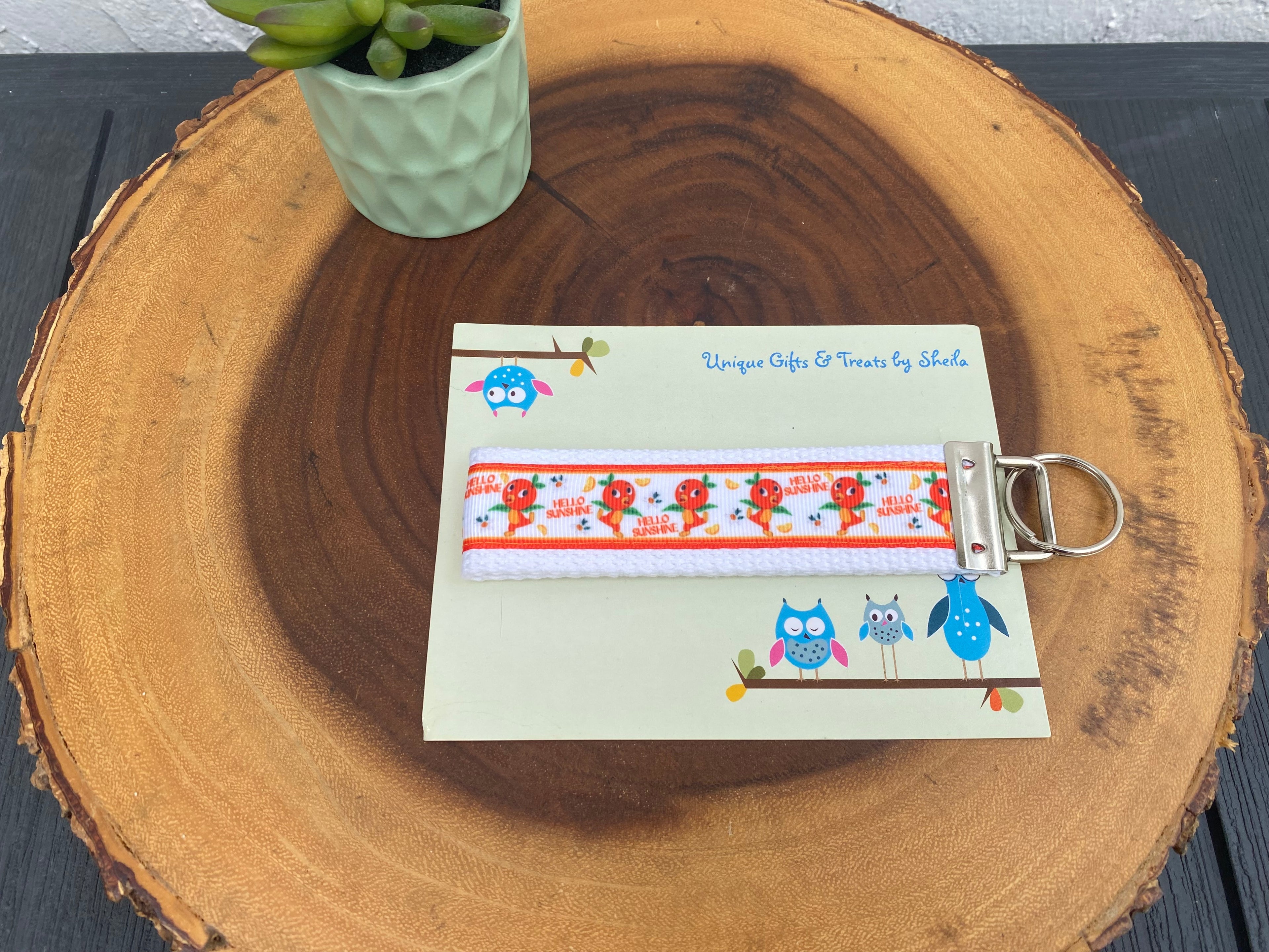 Orange Bird; Hello Sunshine Keychain; Keyfob
