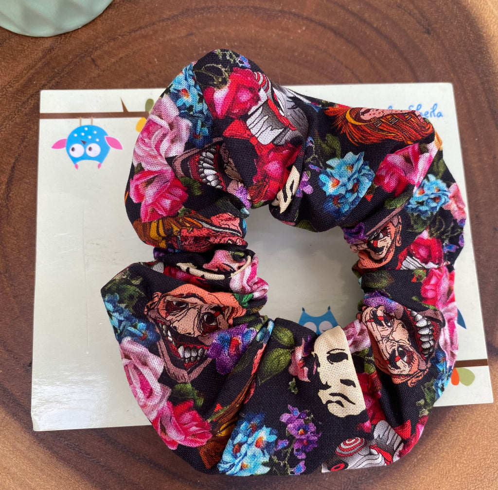 Floral Halloween; Scary Movie; Horror Movie Scrunchie