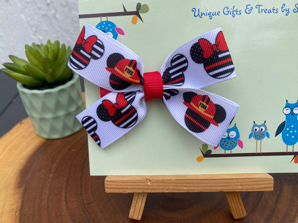 Disney Mickey Firefighter Hairbow