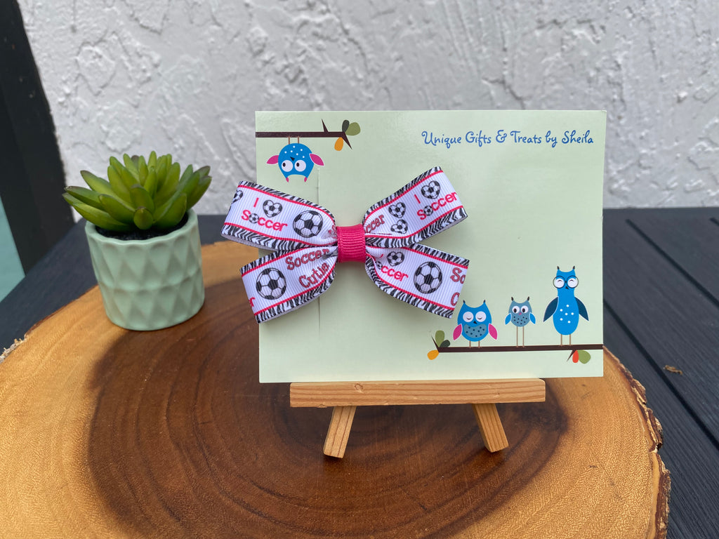 I Love Soccer Hairbow