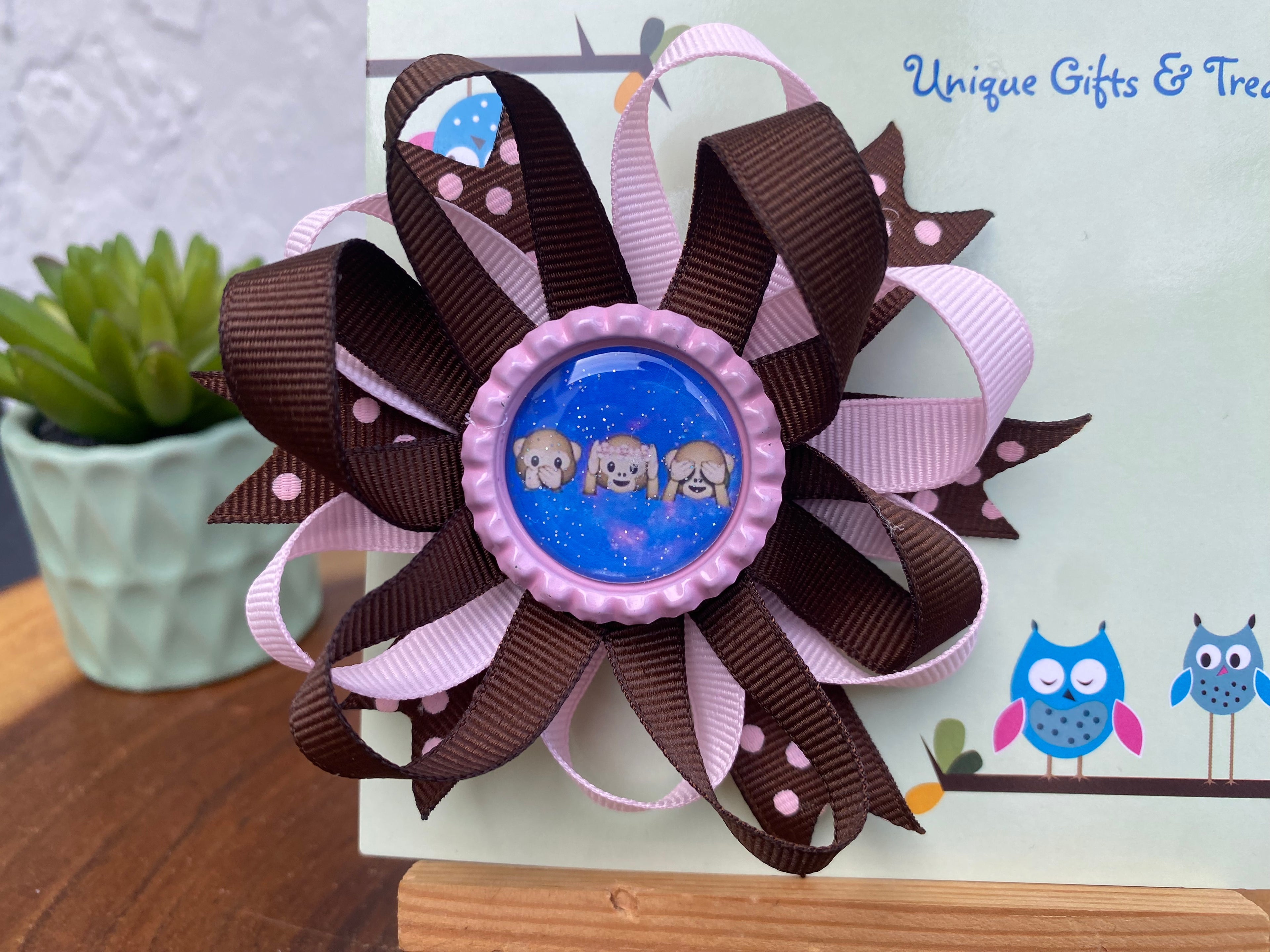 Wise Monkeys; Speak No Evil, Hear No Evil, See No Evil Hairbow