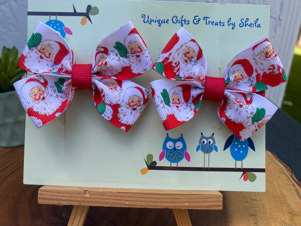 Classic Santa Hairbows; Christmas Hairbows
