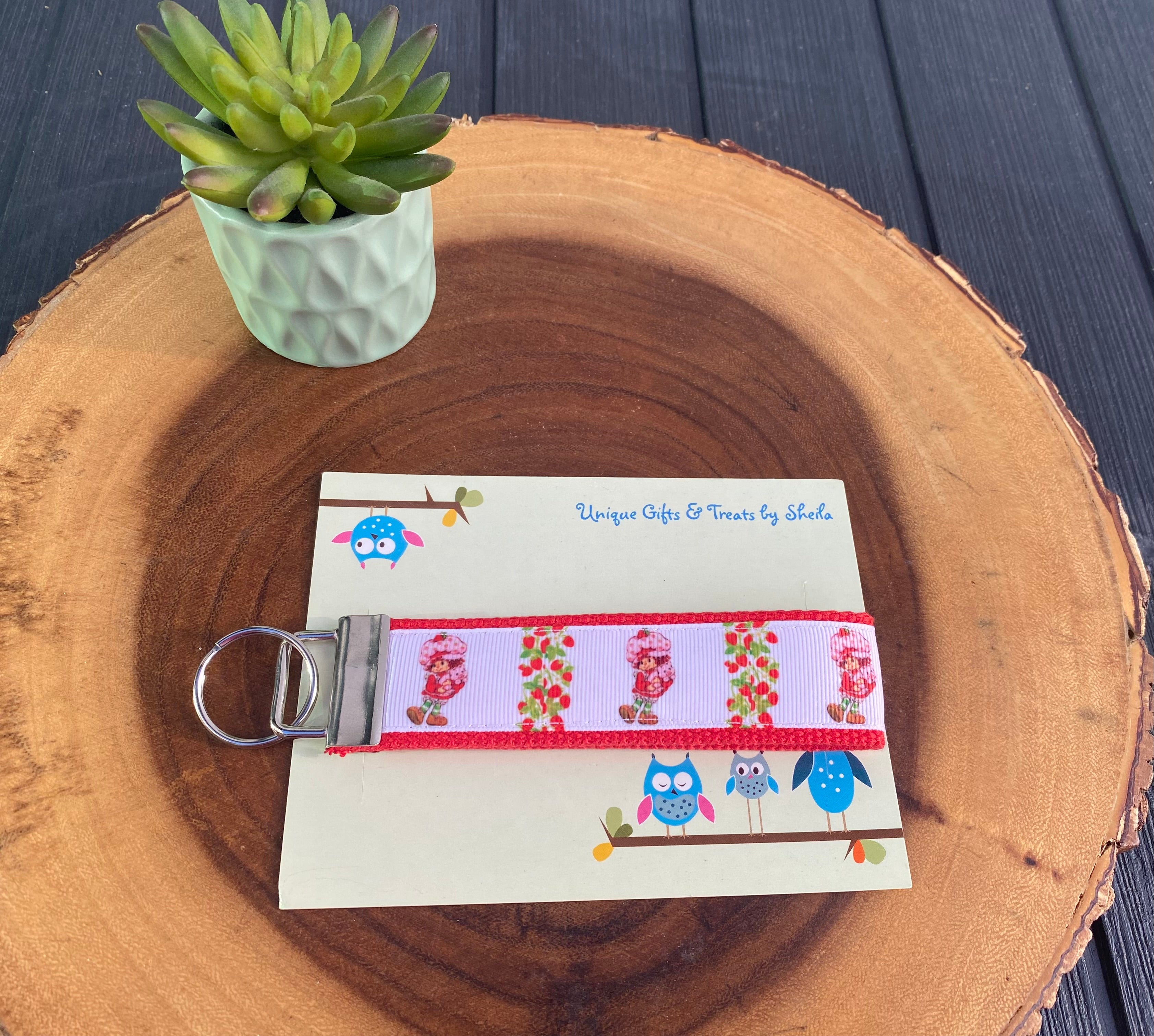 Strawberry Doll Keychain; Keyfob