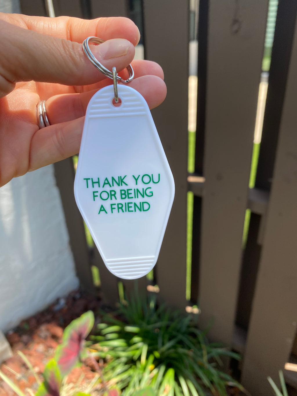 Shady Pines; Thank You For Being A Friend Motel Keychain
