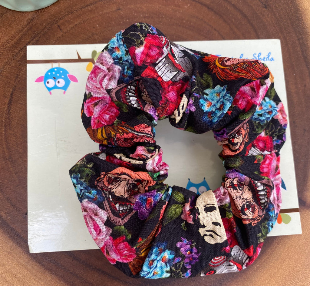 Floral Halloween; Scary Movie; Horror Movie Scrunchie
