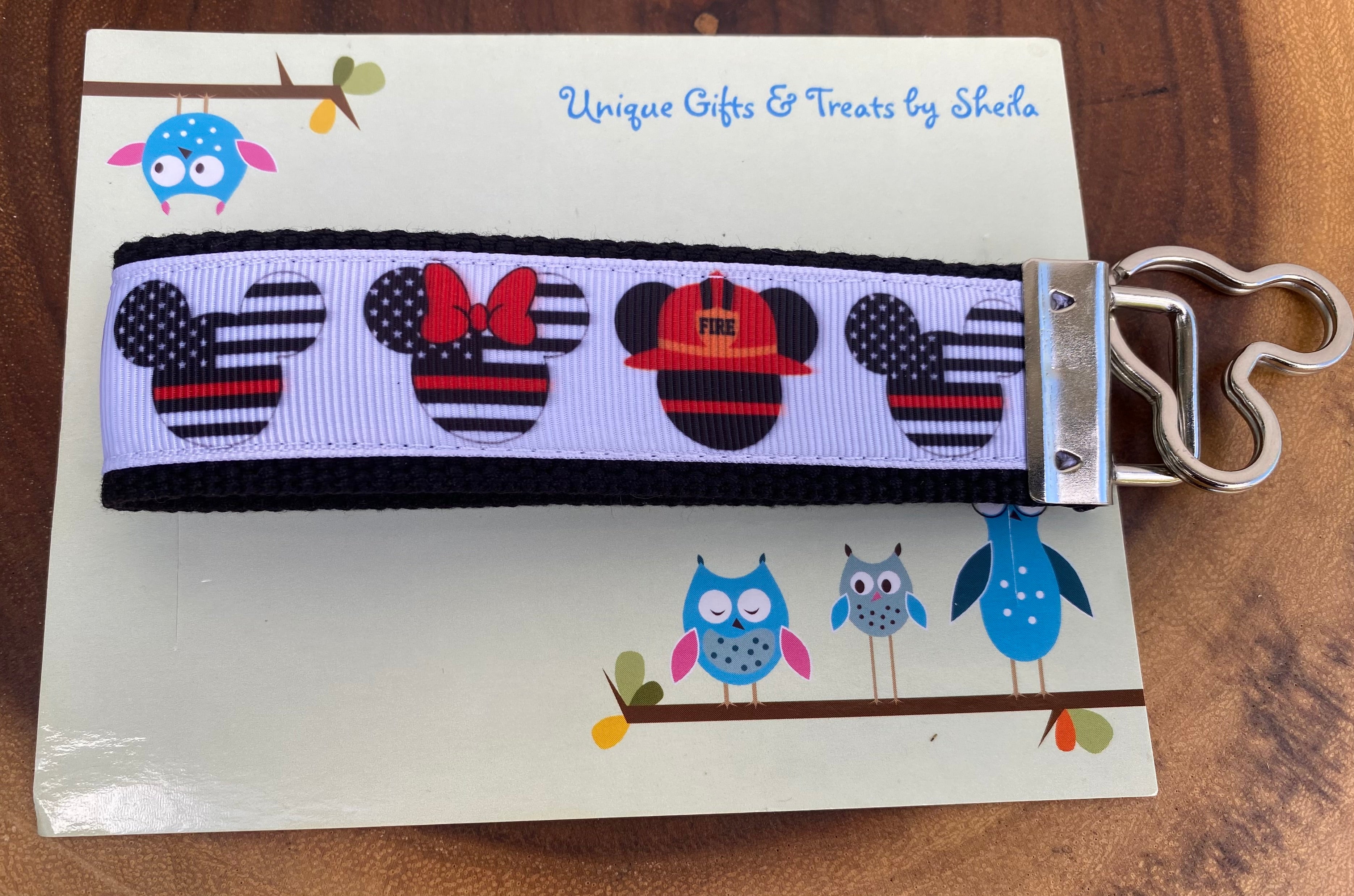 Mickey and Minnie Firefighter Keychain; Keyfob
