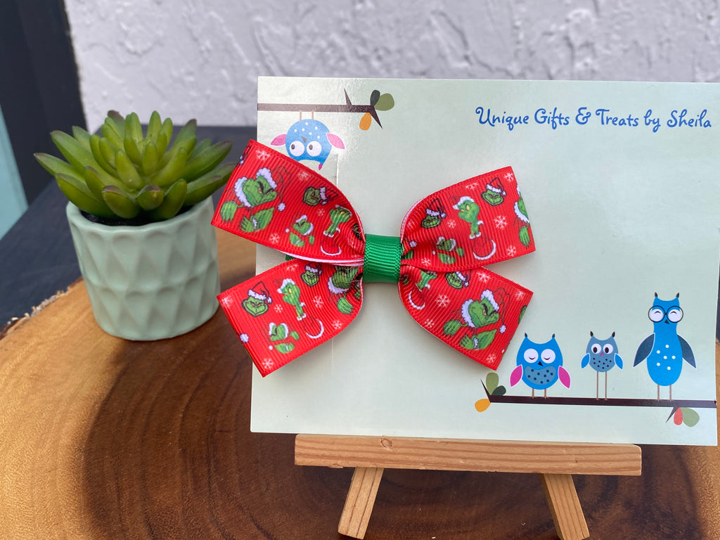 Green Christmas Monster Hairbow