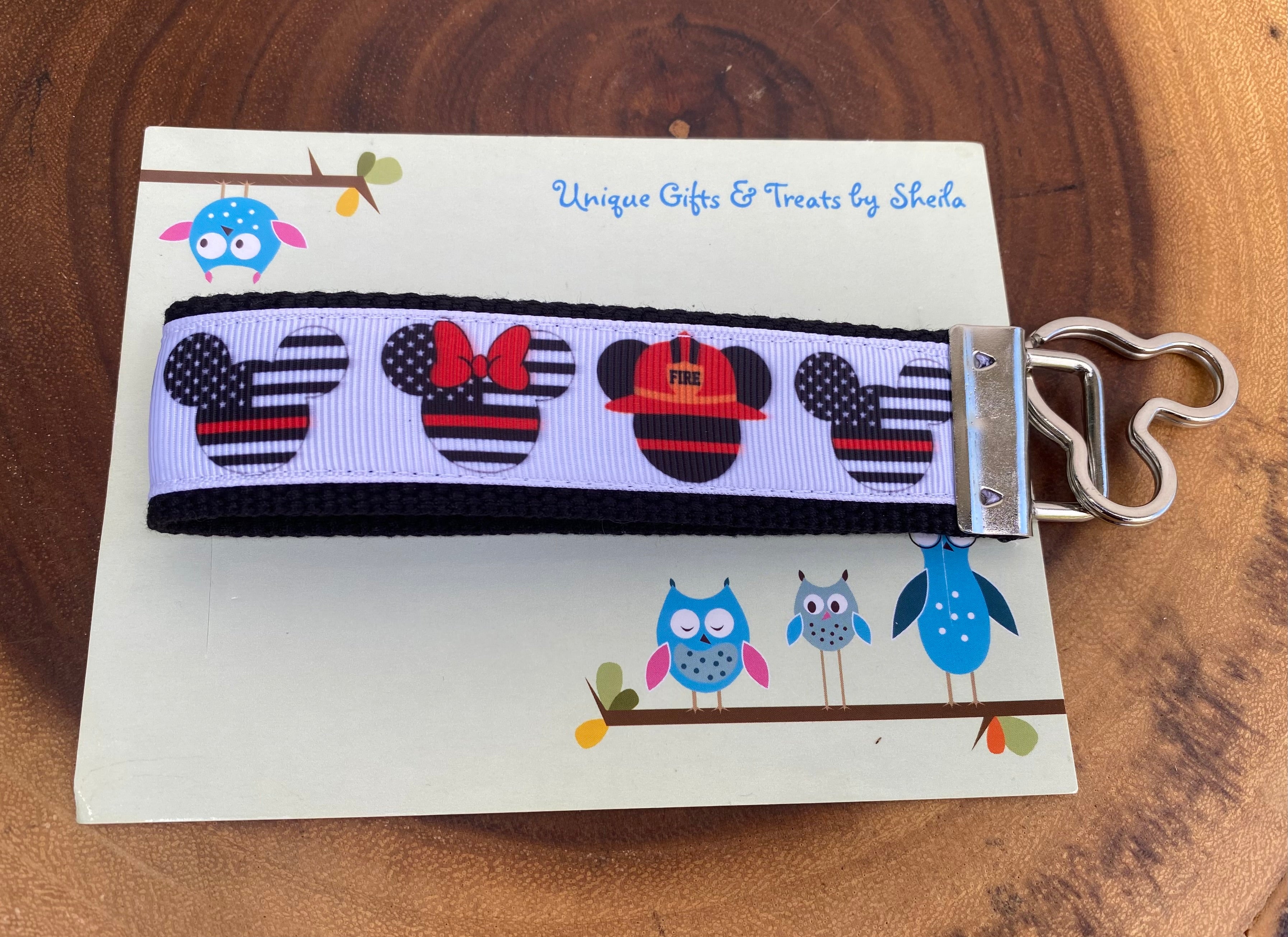 Mickey and Minnie Firefighter Keychain; Keyfob