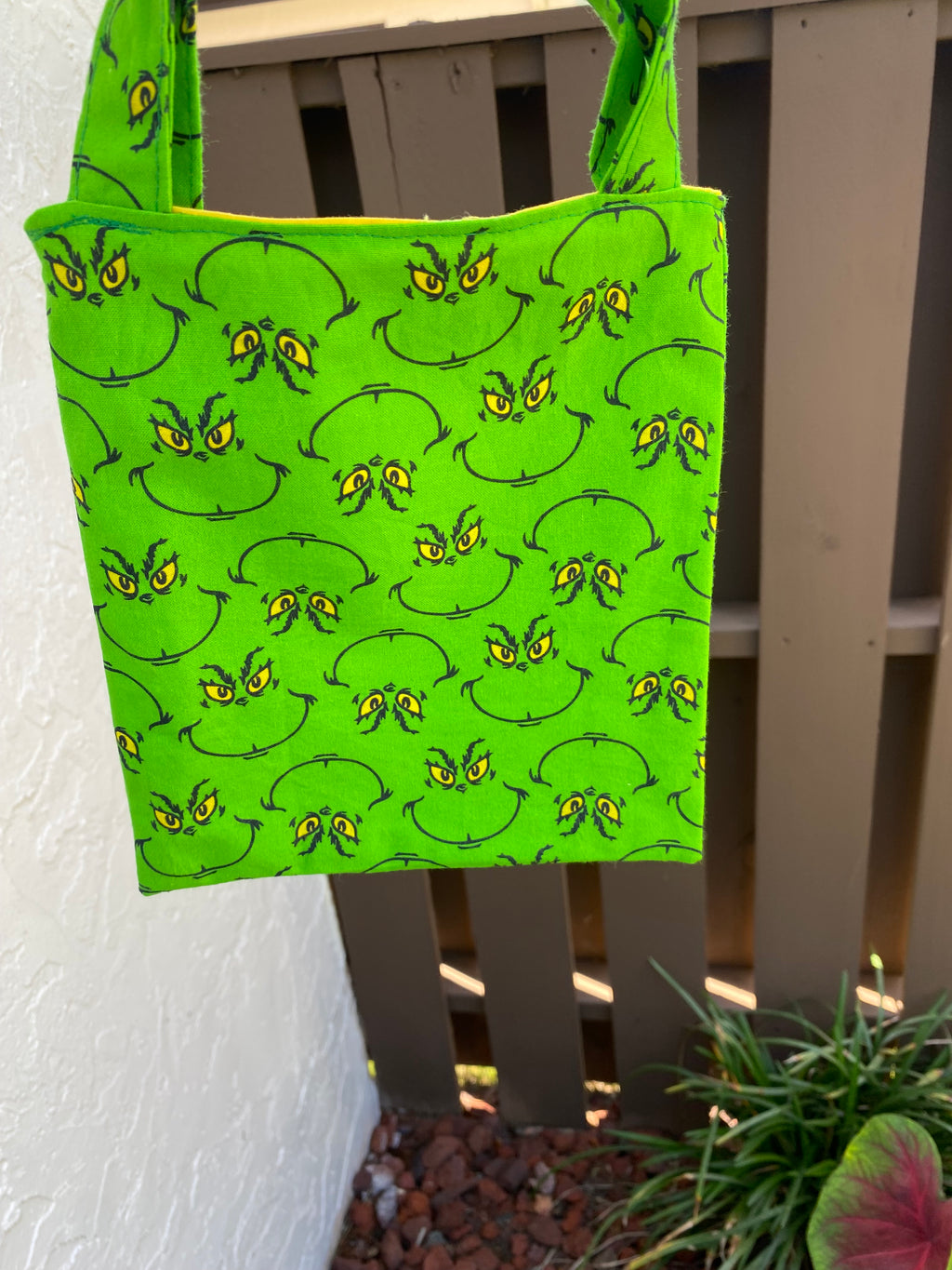 Green Christmas Monster Gift Bag; Tote