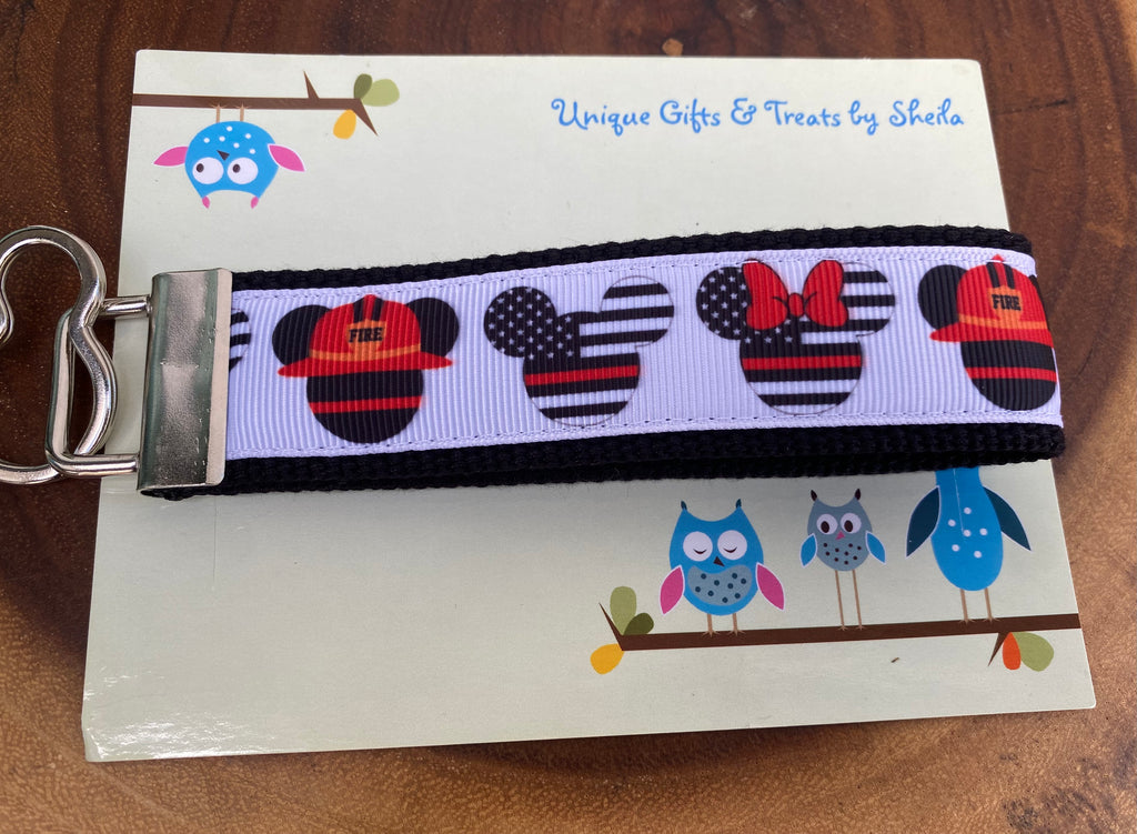 Mickey and Minnie Firefighter Keychain; Keyfob