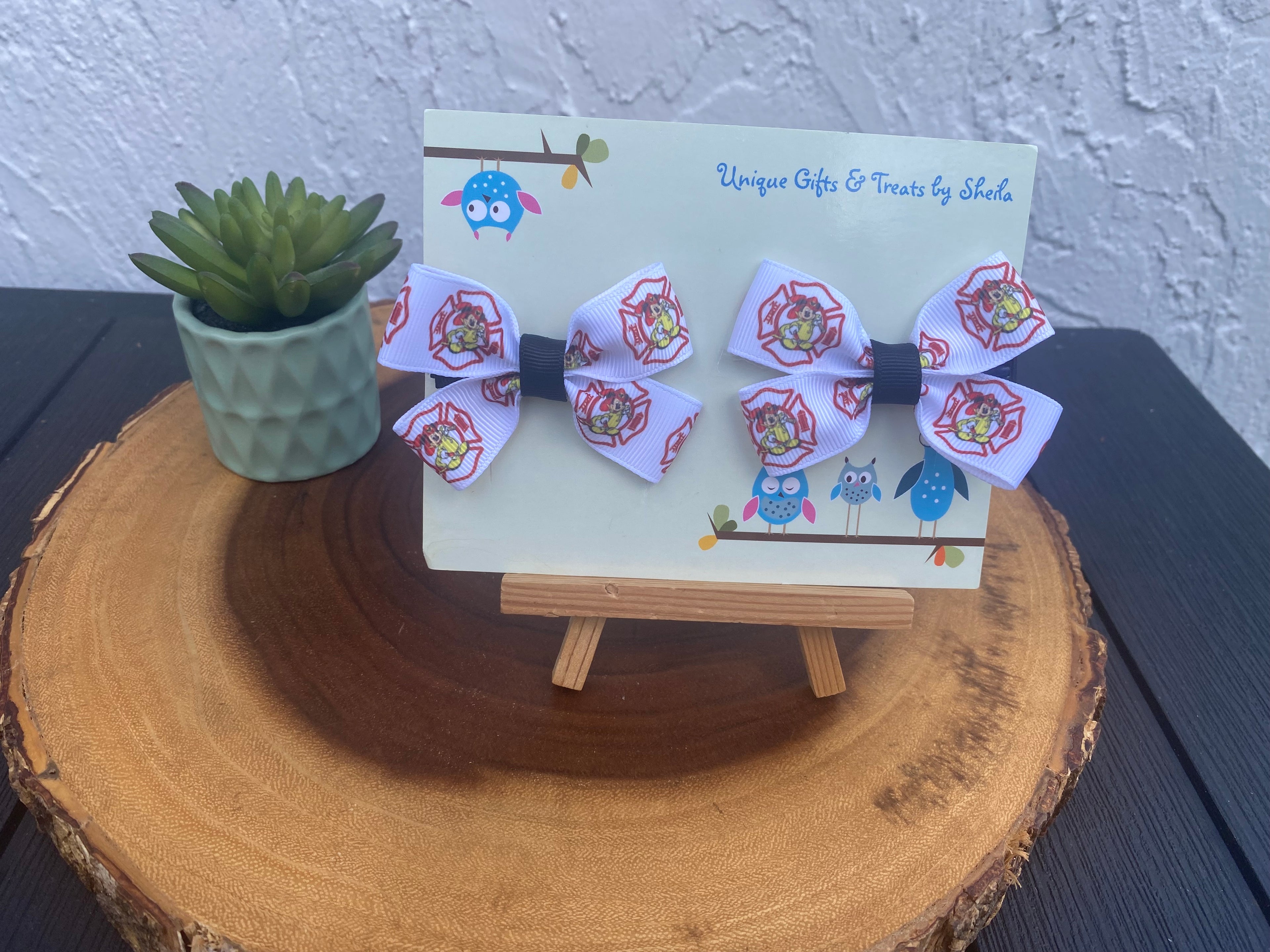 Mickey Mouse Firefighter Hairbows