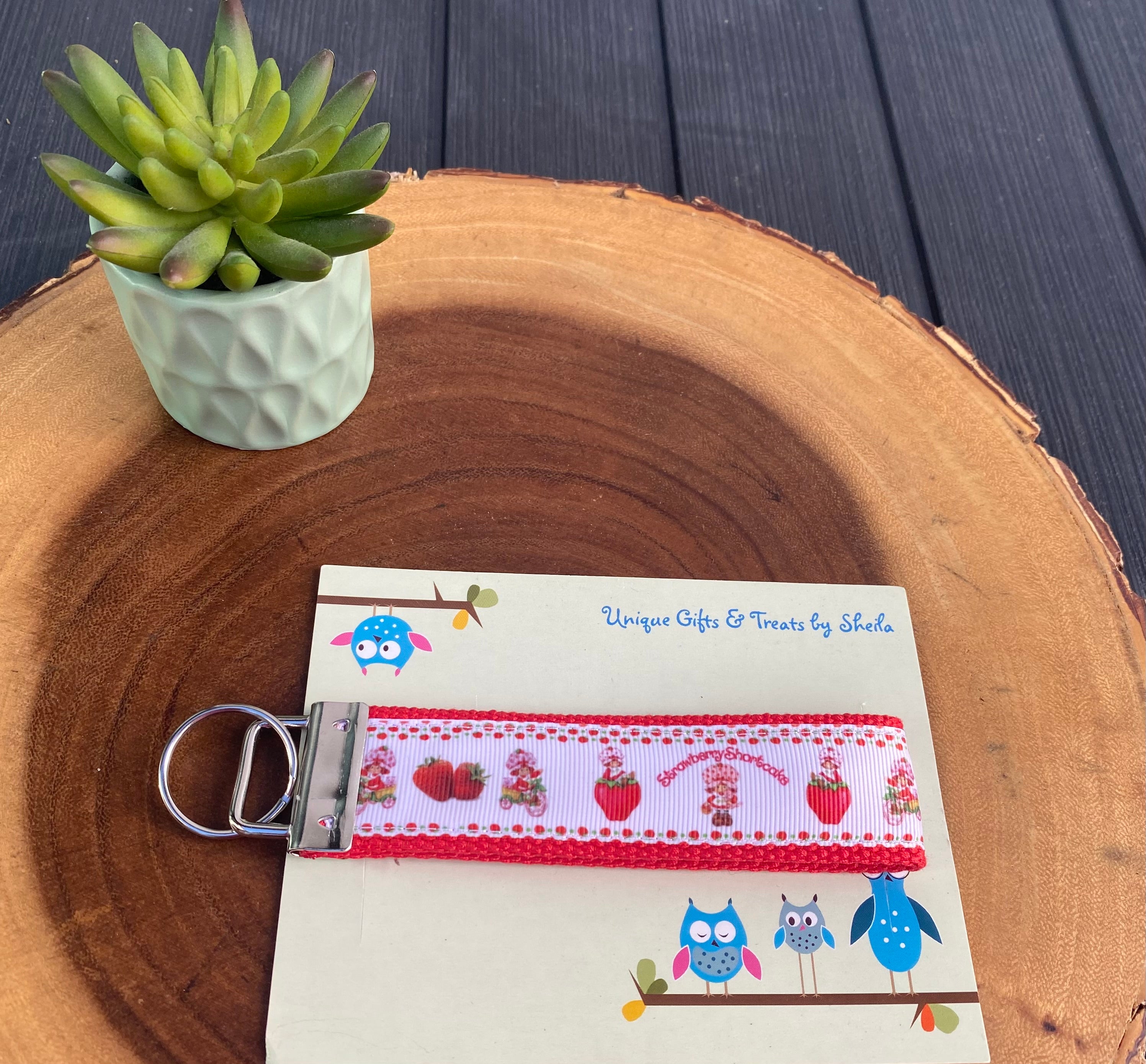 Strawberry Doll Keychain; Keyfob