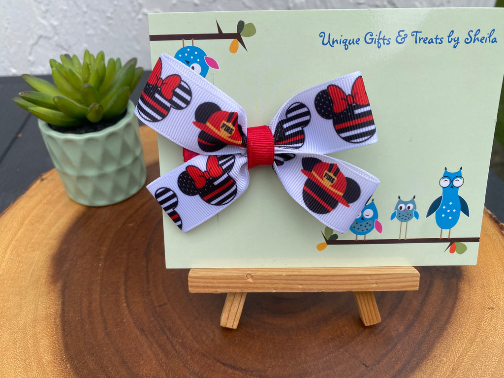Disney Mickey Firefighter Hairbow