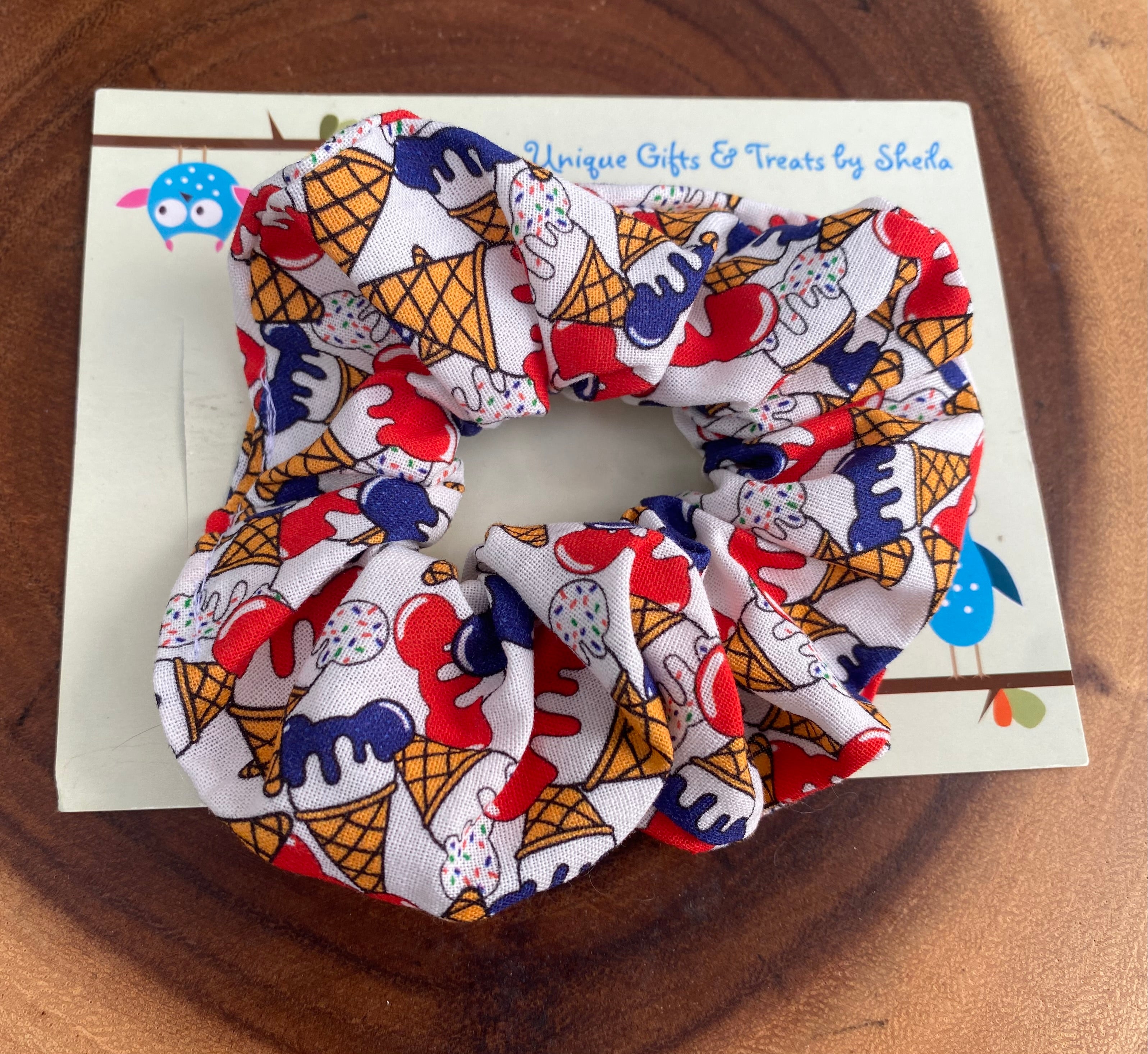 4th of July; Patriotic Mickey Ice Cream Cones Scrunchie