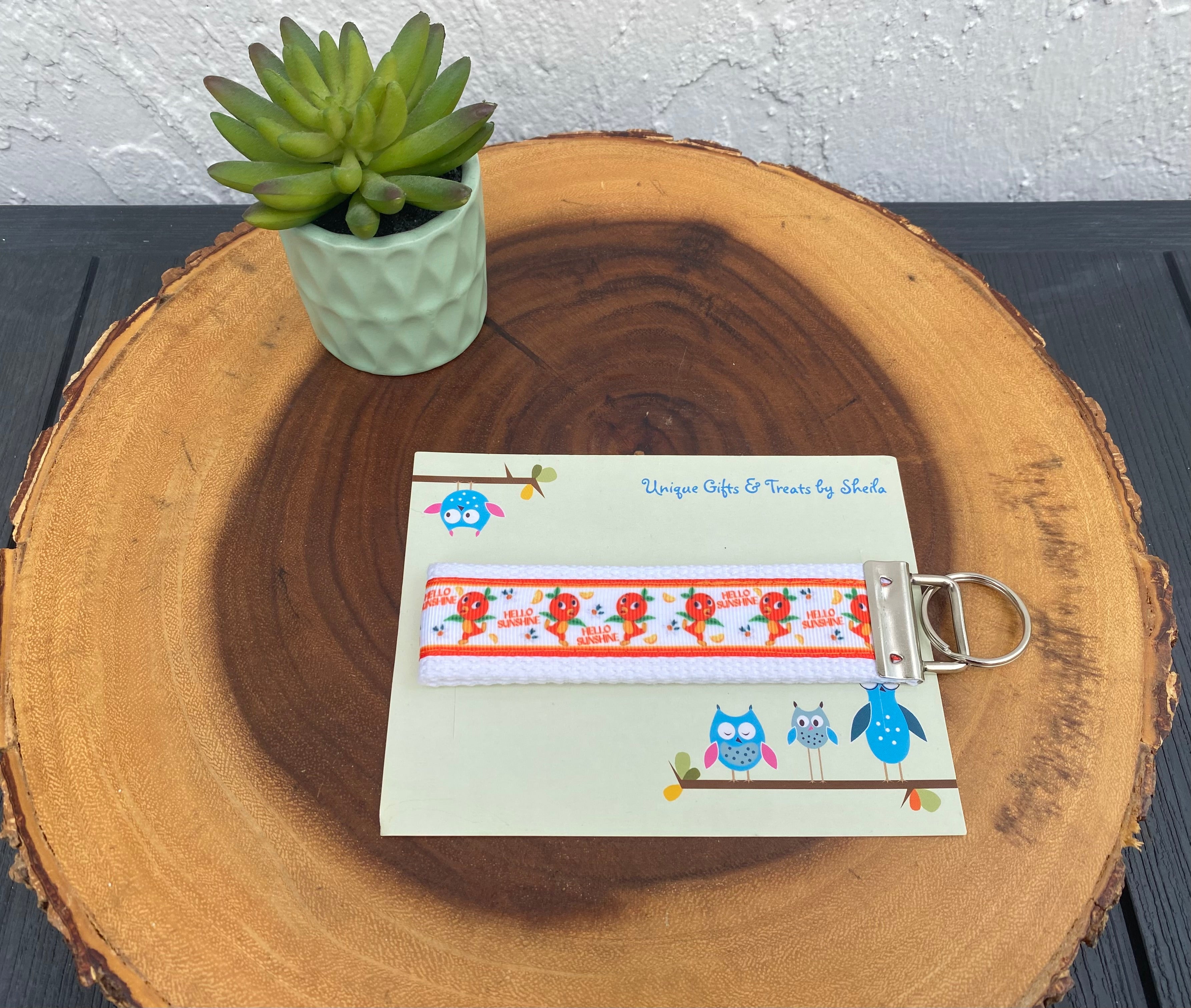 Orange Bird; Hello Sunshine Keychain; Keyfob