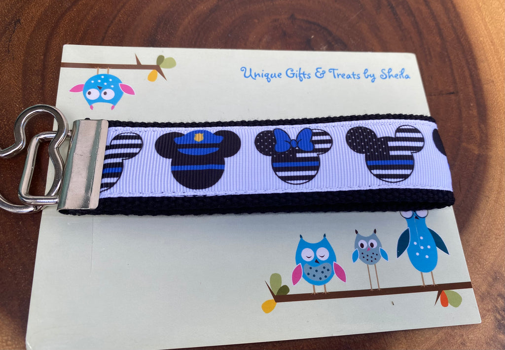 Mickey and Minnie Police Officer Keychain; Keyfob