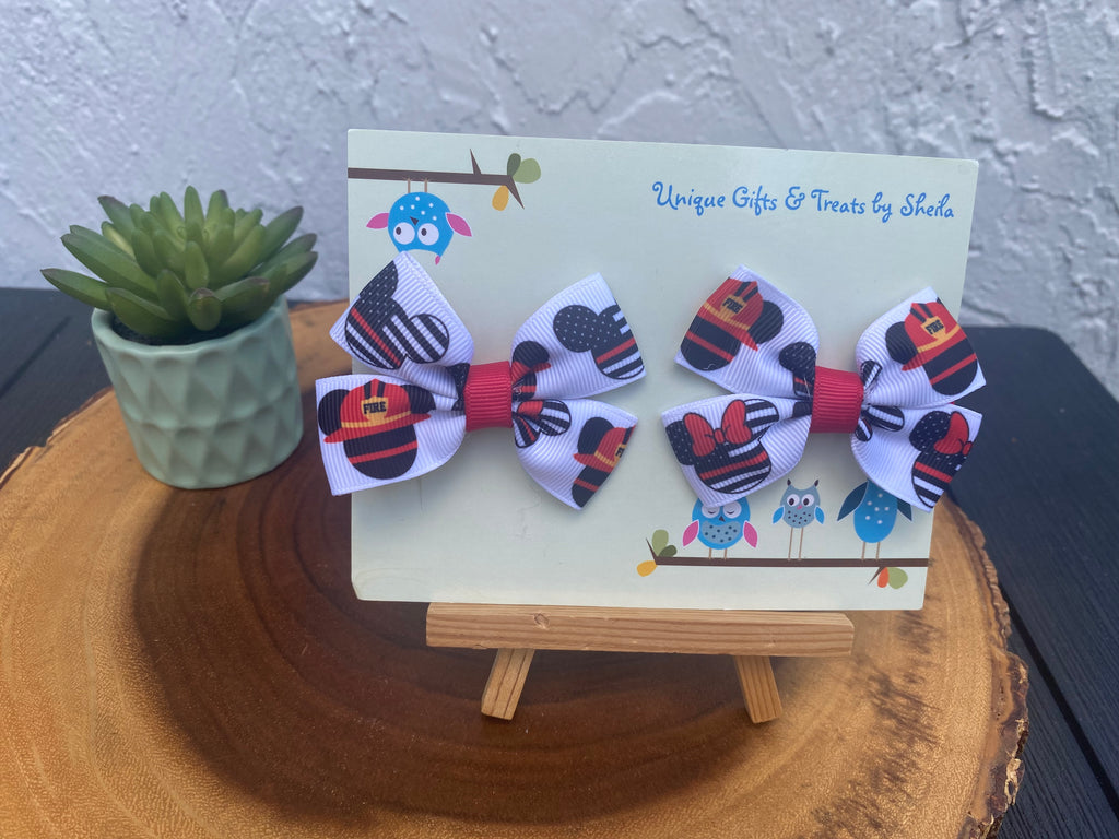 Mickey Mouse Firefighter Hairbows