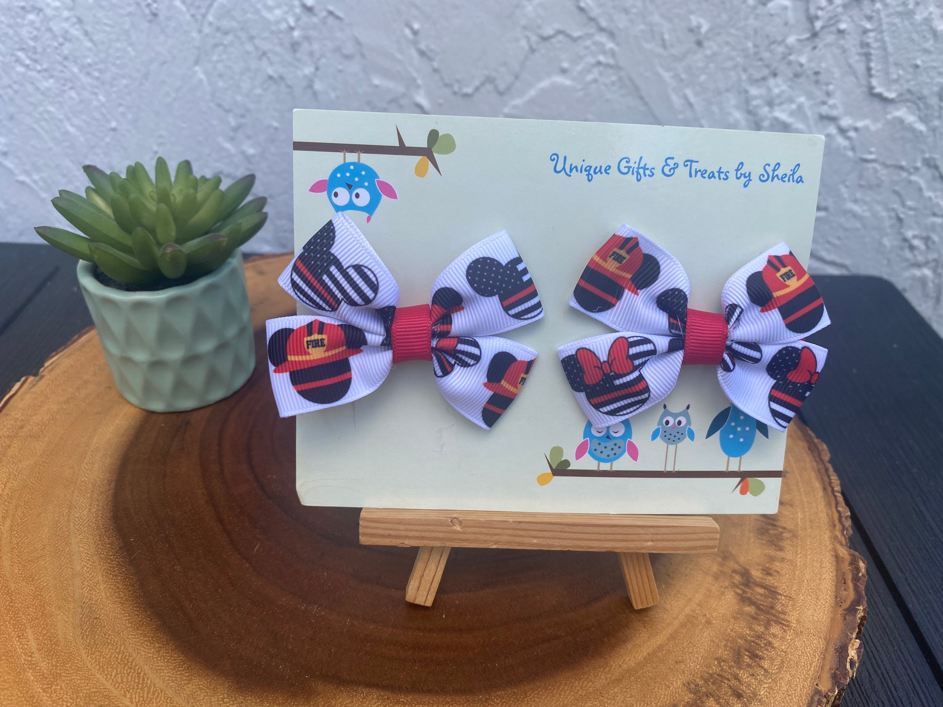 Mickey Mouse Firefighter Hairbows