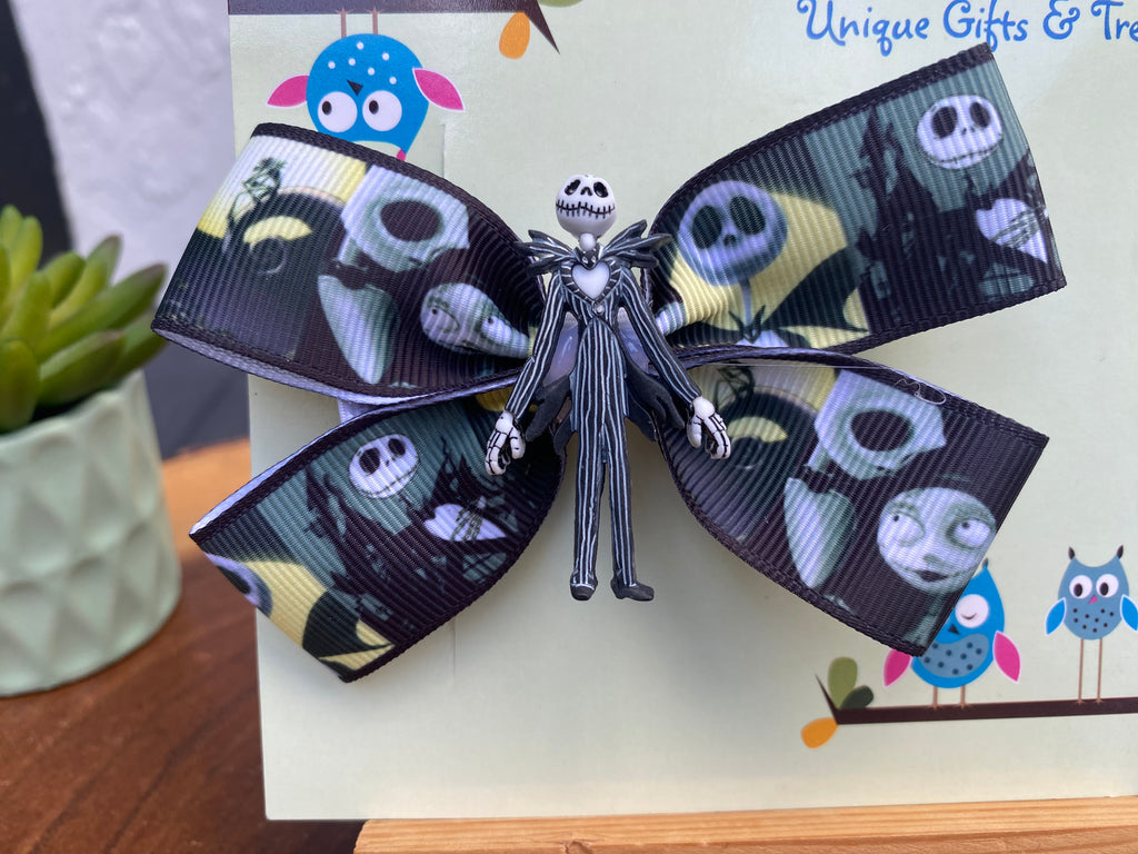 Nightmare Before Christmas (contains small button) Hairbow