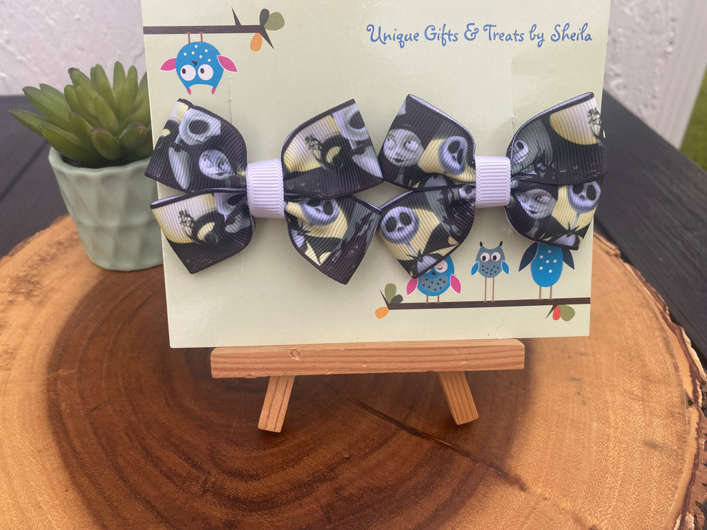Nightmare Before Christmas Hairbows; Jack and Sally Hairbows