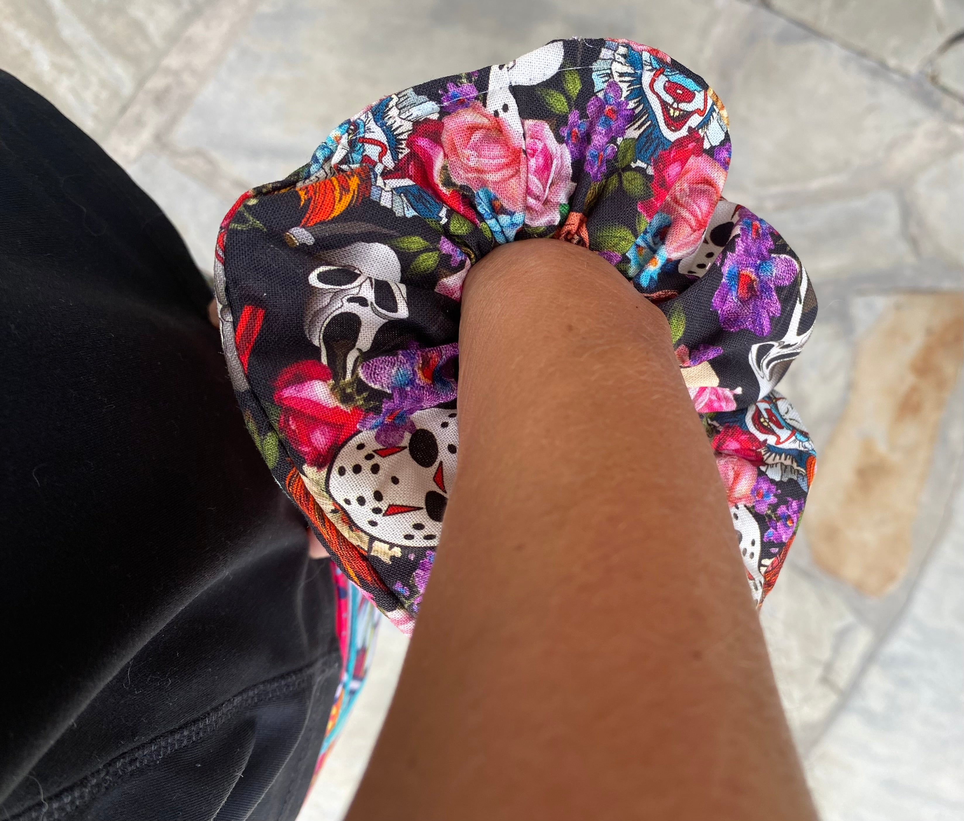 Floral Halloween; Scary Movie; Horror Movie Scrunchie