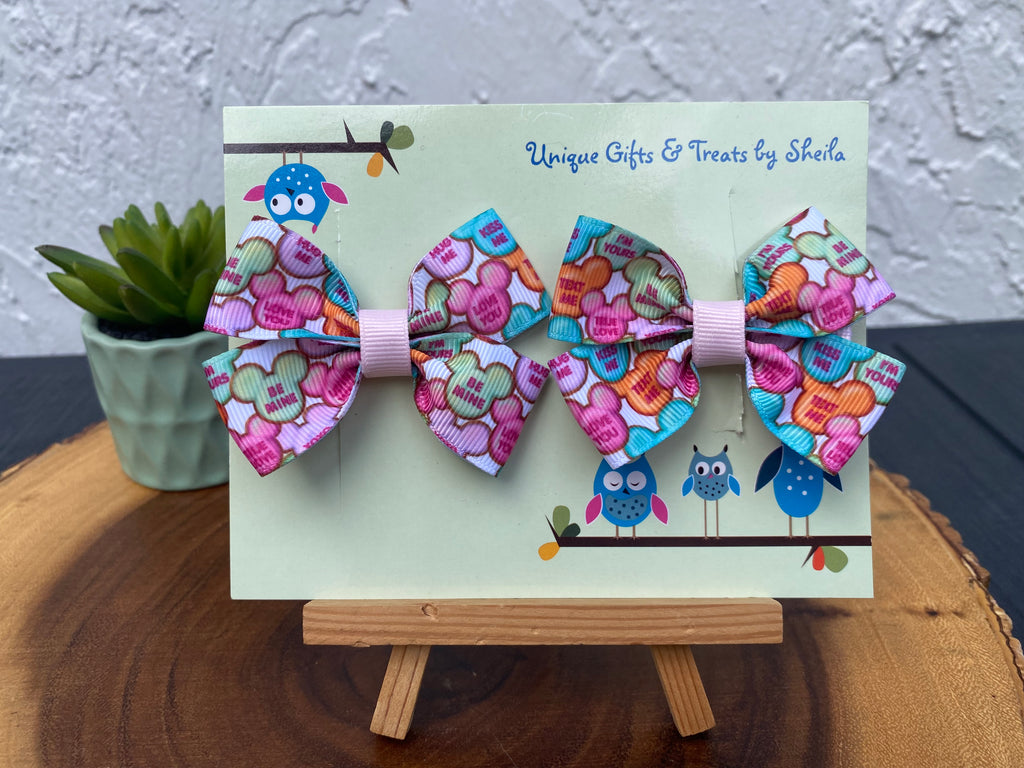 Mickey Valentine’s Conversation Hearts Hairbows