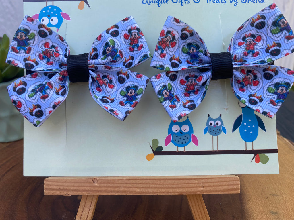Mickey and Minnie Christmas Snow Angels Hairbows