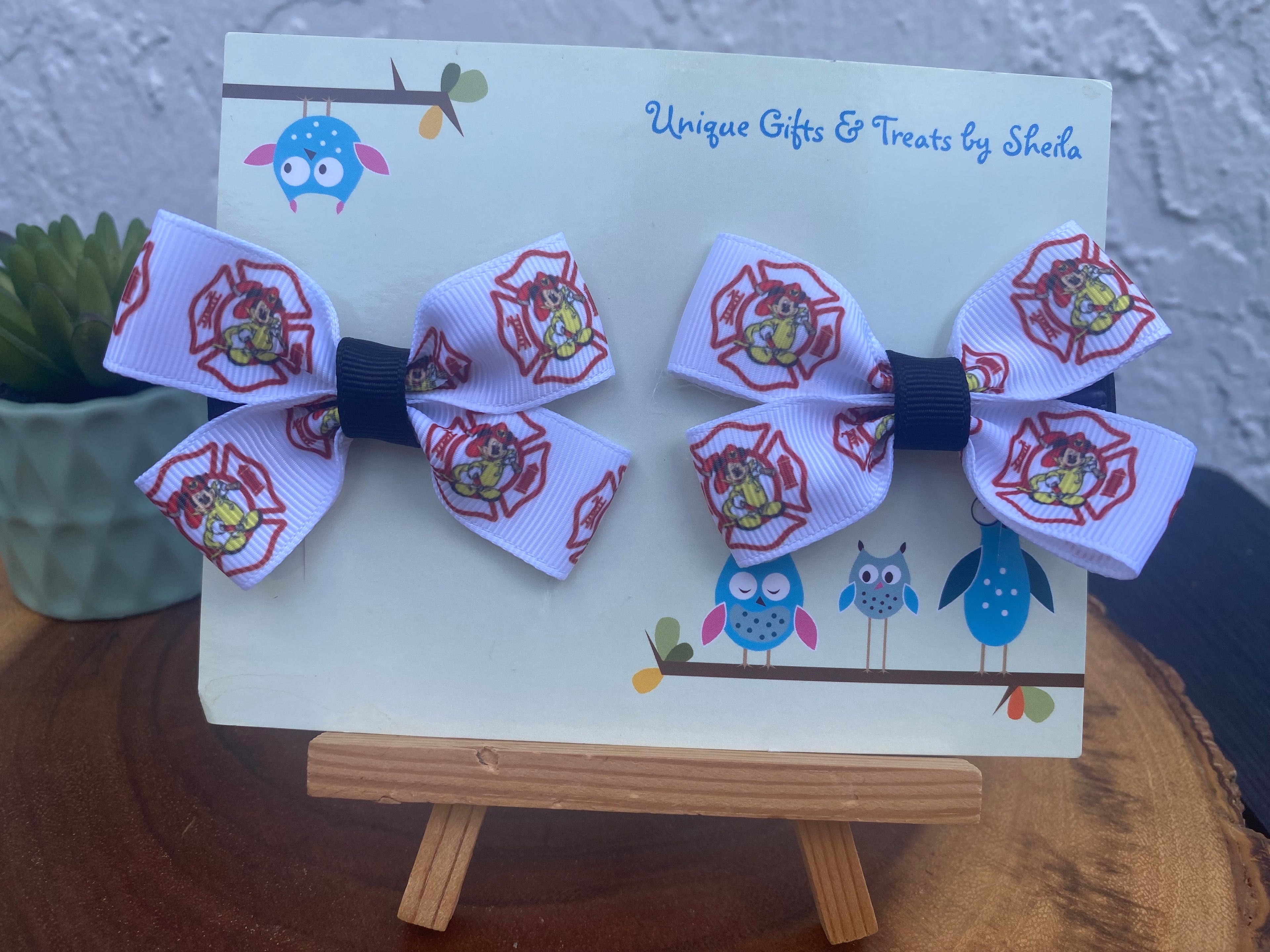 Mickey Mouse Firefighter Hairbows