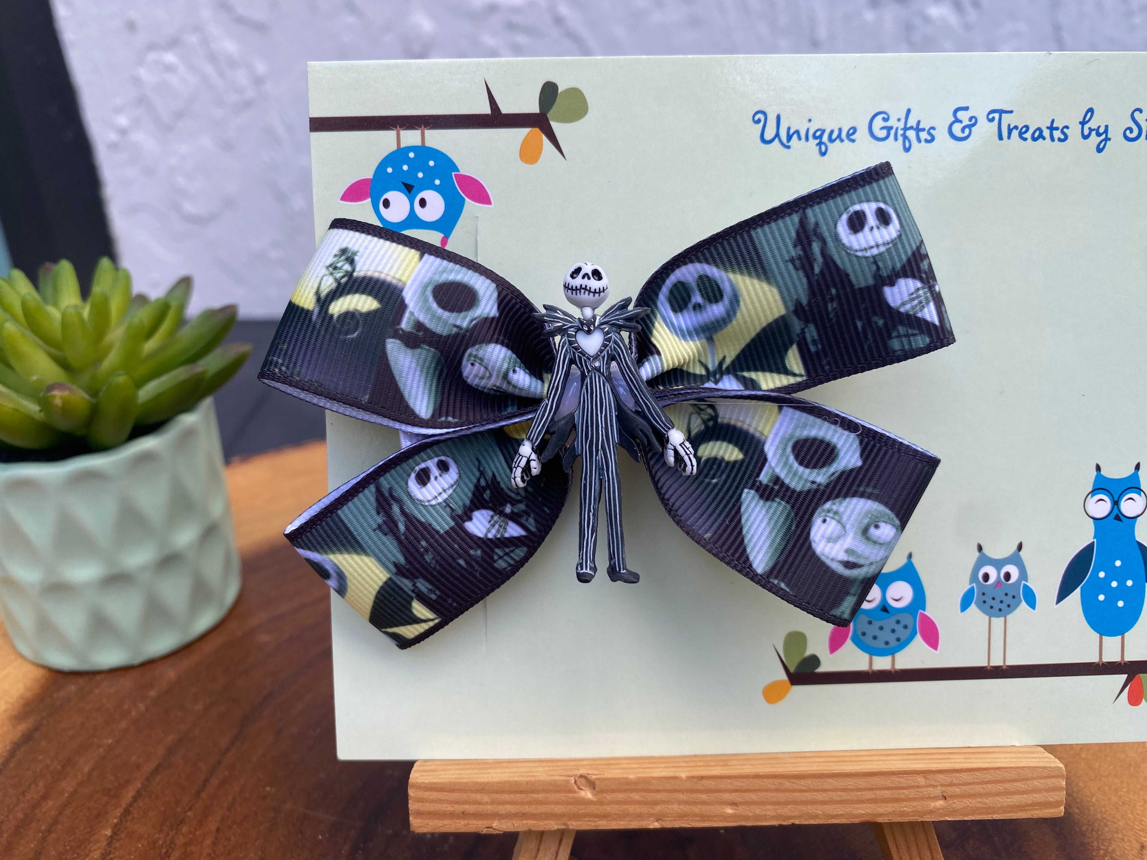 Nightmare Before Christmas (contains small button) Hairbow
