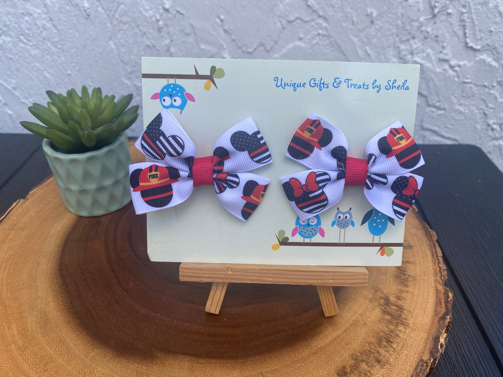 Mickey Mouse Firefighter Hairbows