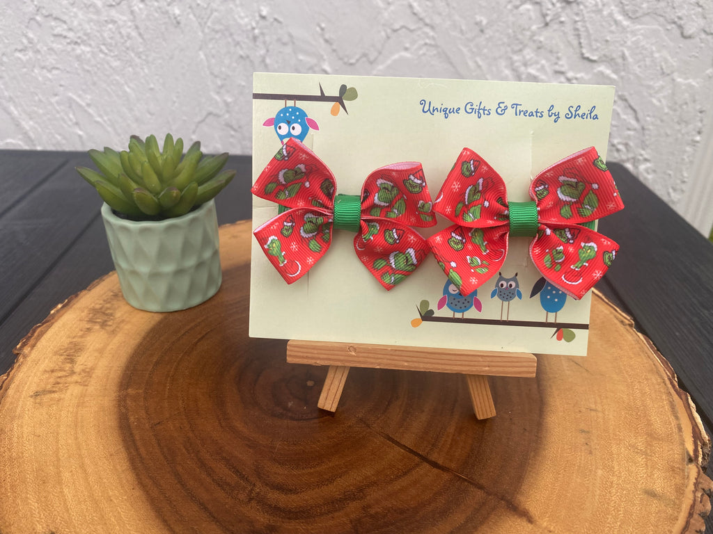 Green Christmas Monster Hairbows