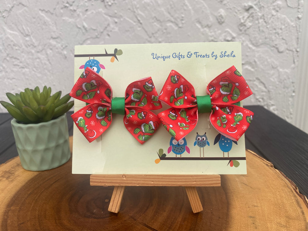 Green Christmas Monster Hairbows