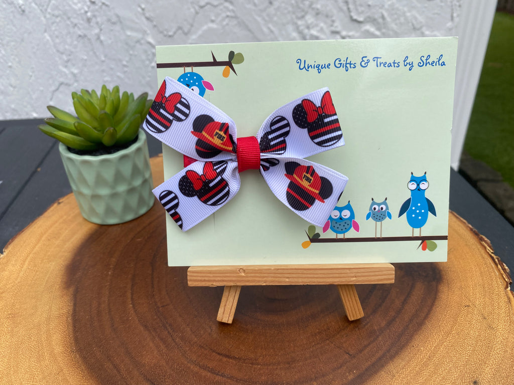 Disney Mickey Firefighter Hairbow