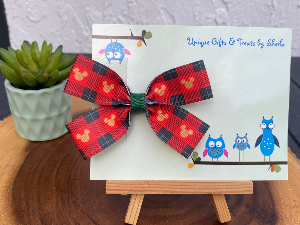 Disney Plaid Christmas Hairbow