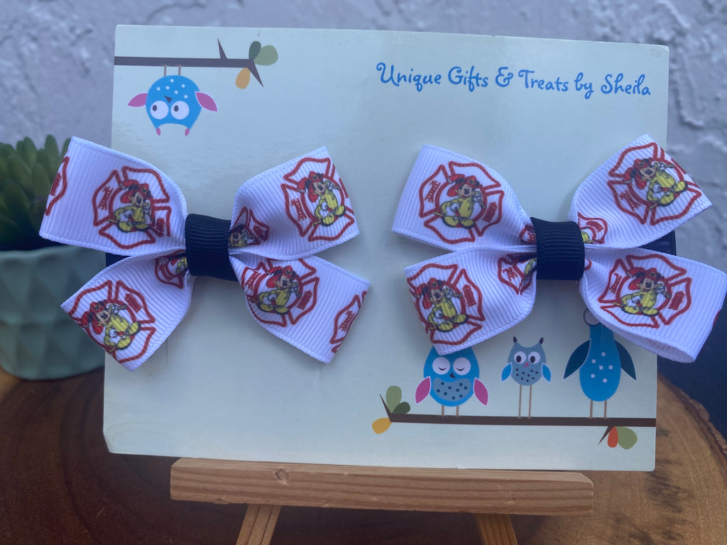 Mickey Mouse Firefighter Hairbows