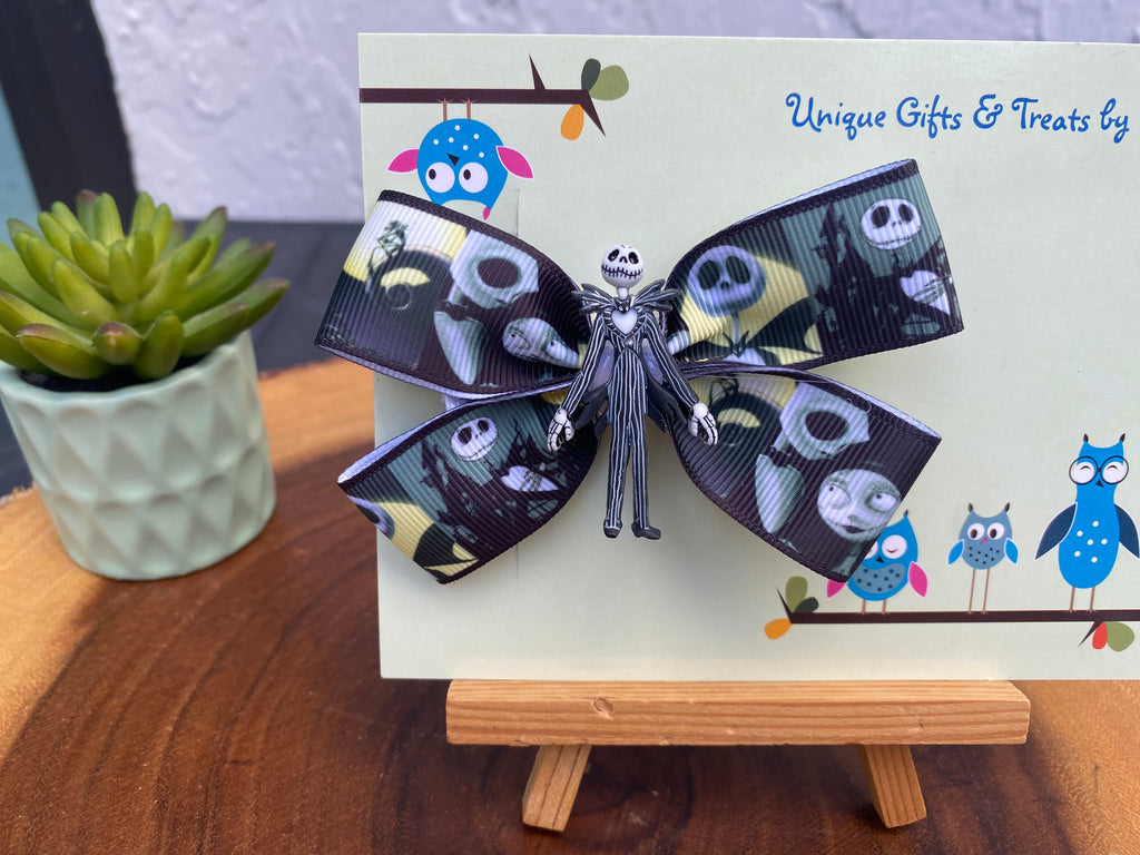 Nightmare Before Christmas (contains small button) Hairbow