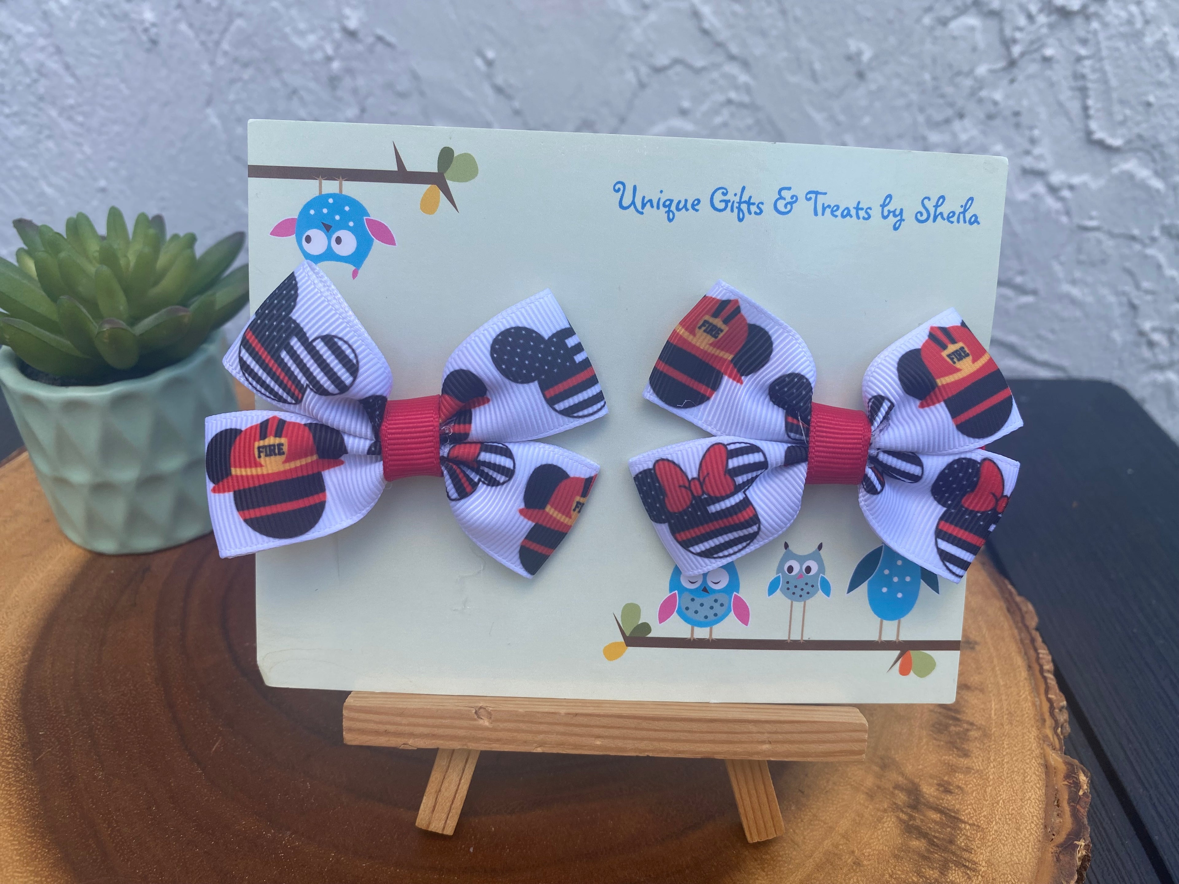 Mickey Mouse Firefighter Hairbows