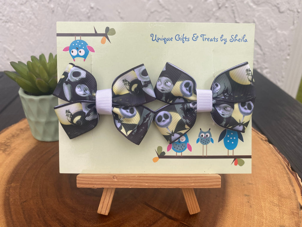 Nightmare Before Christmas Hairbows; Jack and Sally Hairbows