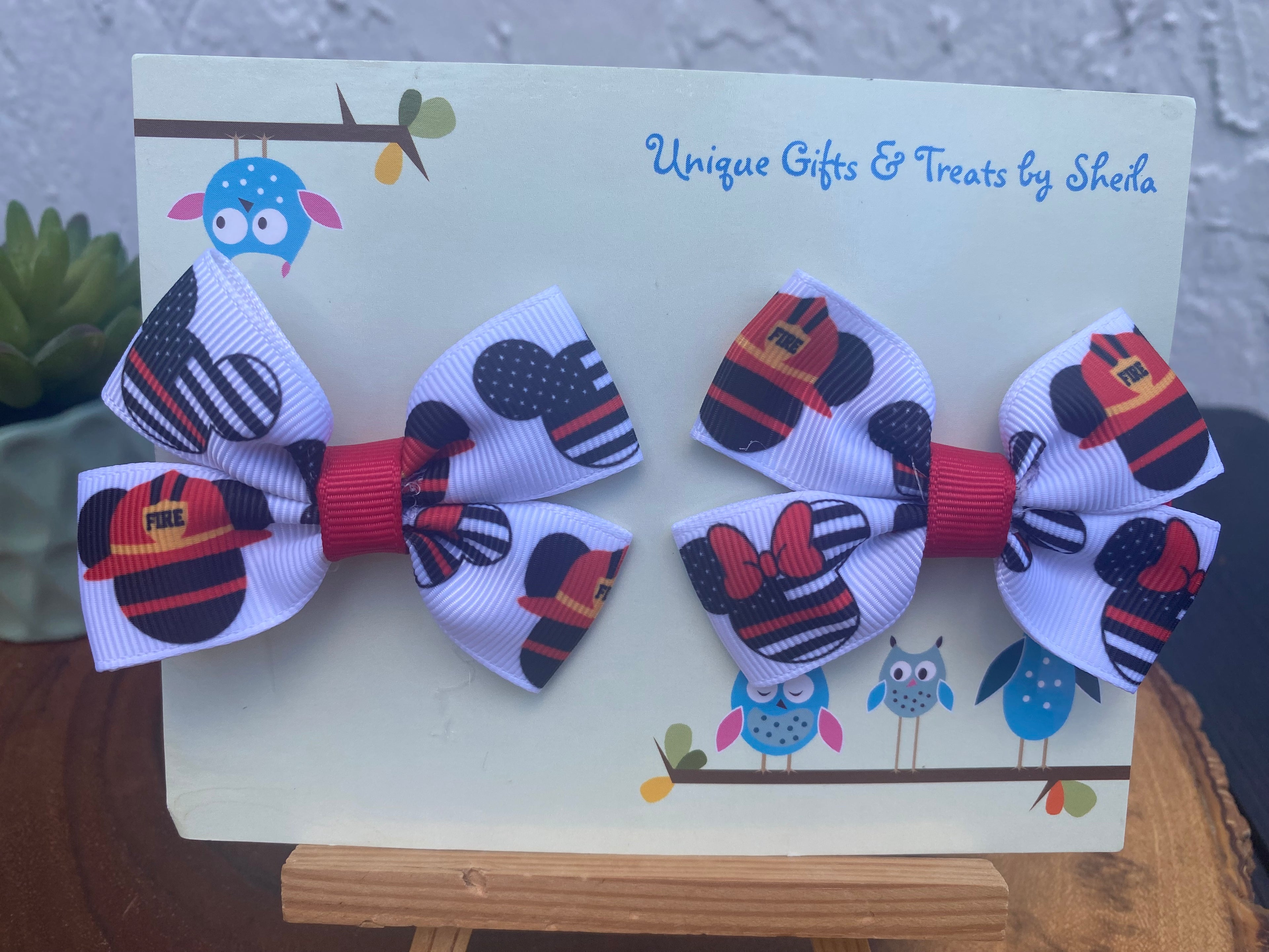 Mickey Mouse Firefighter Hairbows