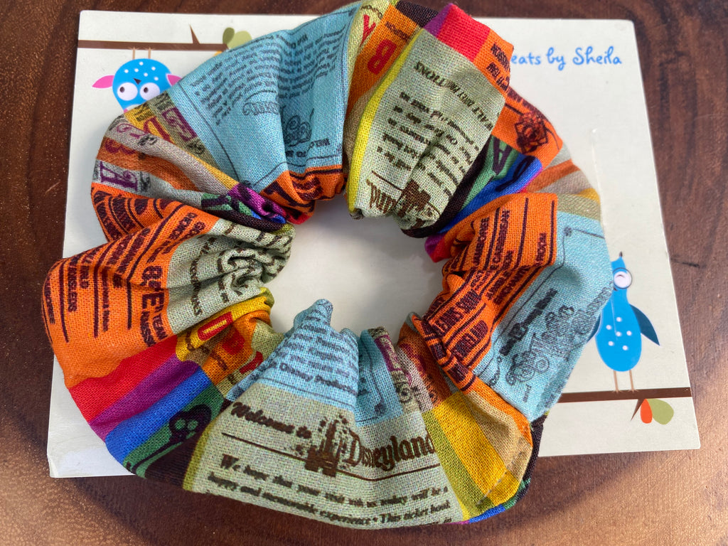 Disneyland Vintage Ticket Scrunchie