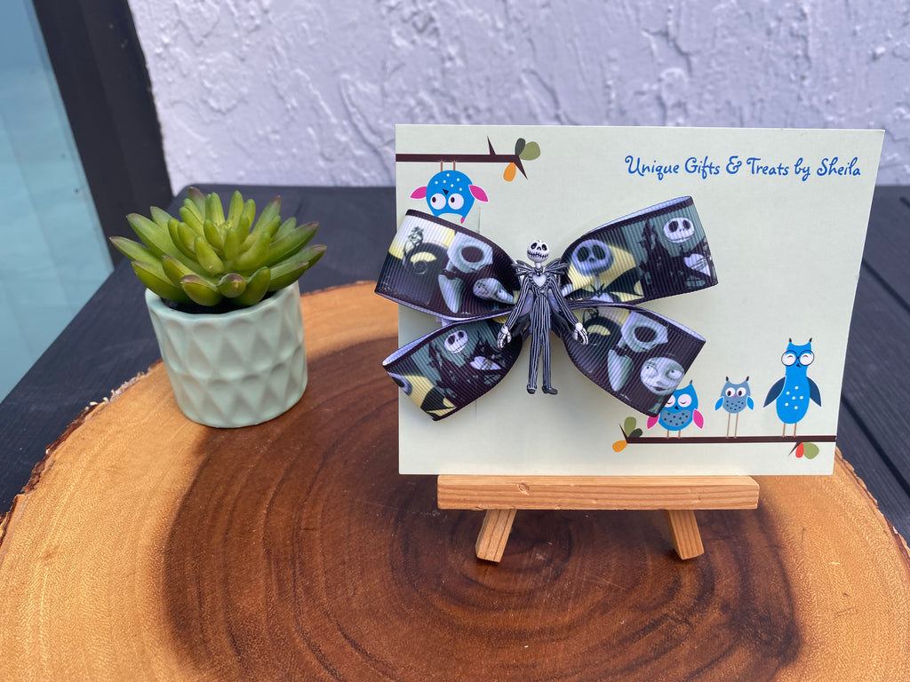 Nightmare Before Christmas (contains small button) Hairbow