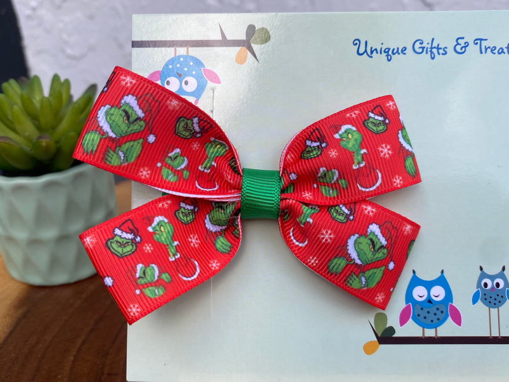 Green Christmas Monster Hairbow